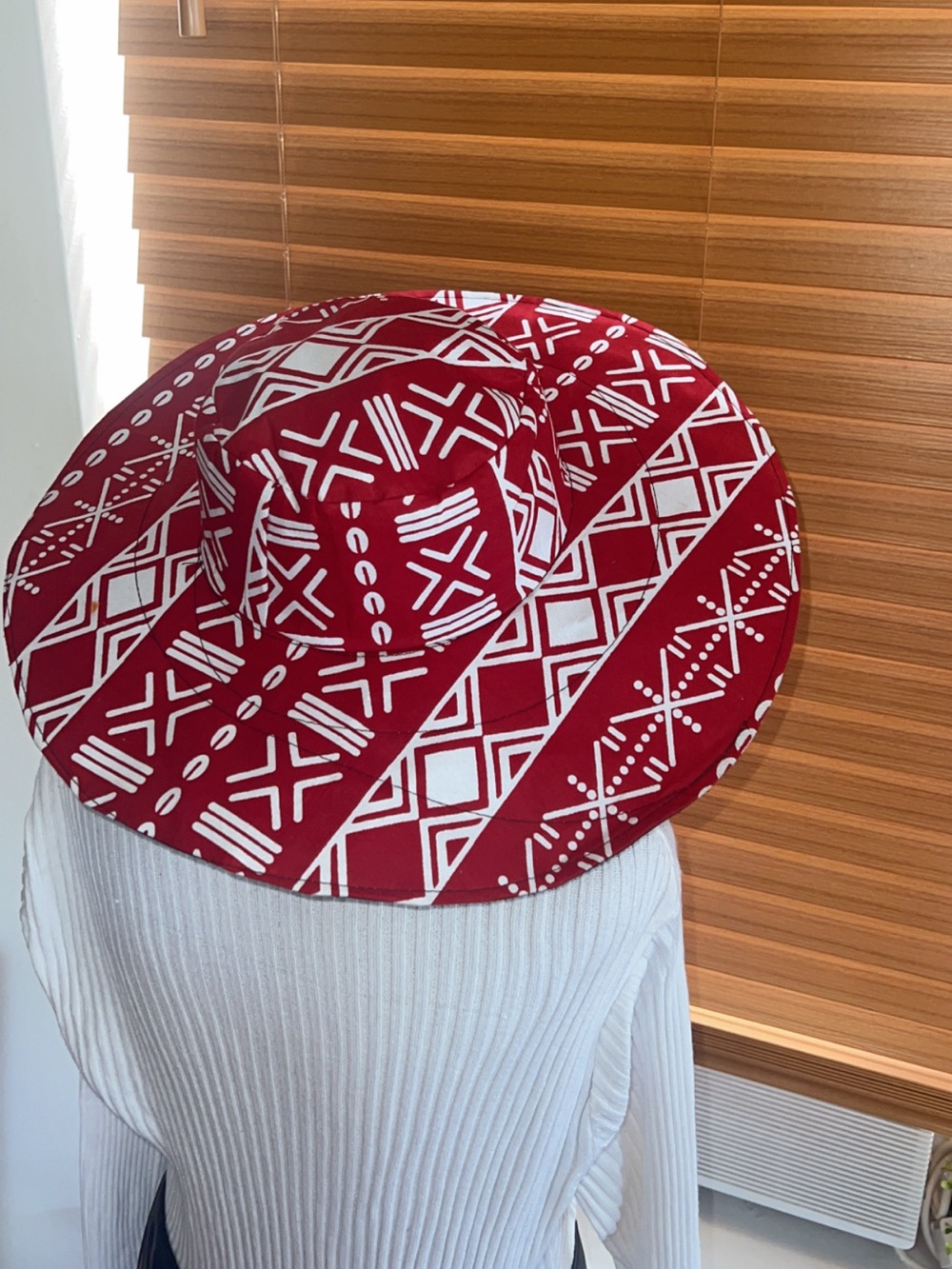 African Print Bucket Hat - Wax Style - Fedora Hat pink -white